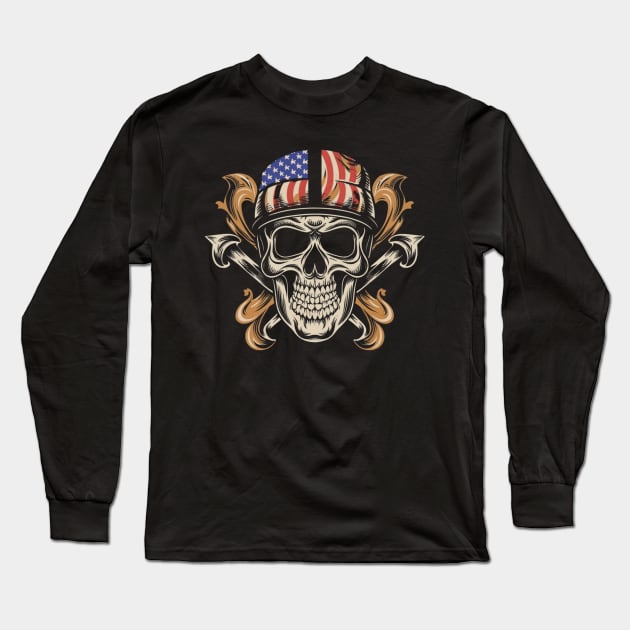 Iconic Boldness - Death or Glory Skull Ink Long Sleeve T-Shirt by Goku Creations